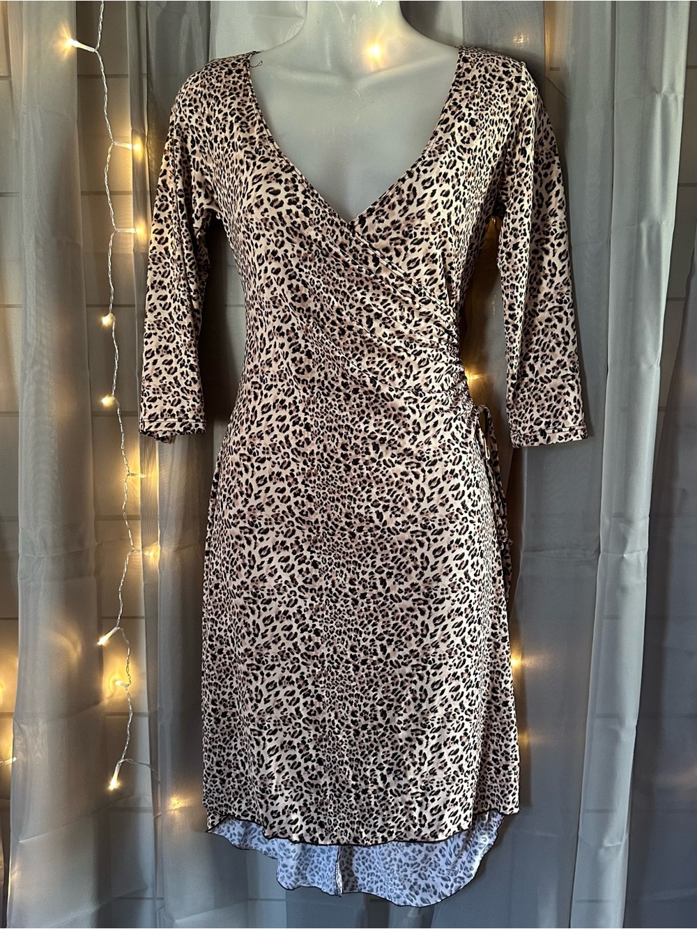 Vintage dynamite leopard print quarter sleeve dress Sz S